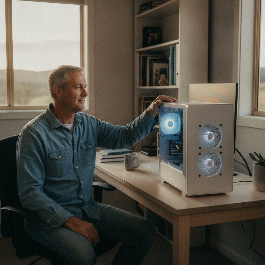 Computer cleaning in Gunningrah (2632) — a local resident at home with a clean, fast, dust-free computer running cool and quiet