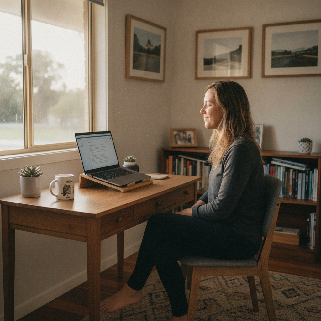 Professional computer clean-out in Gurranang (2460) — a happy New South Wales resident at home with a spotless, fast, quiet machine