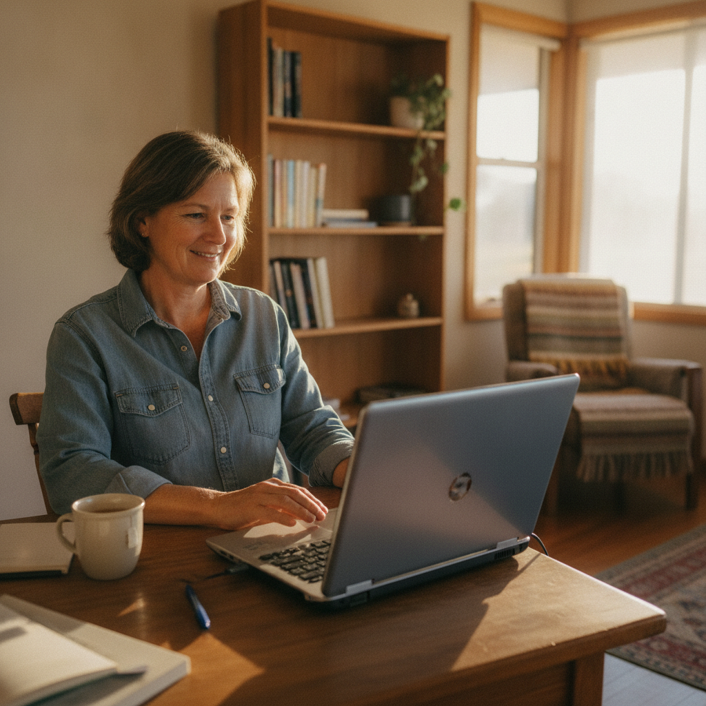 Professional computer clean-out in Gwabegar (2356) — a happy New South Wales resident at home with a spotless, fast, quiet machine