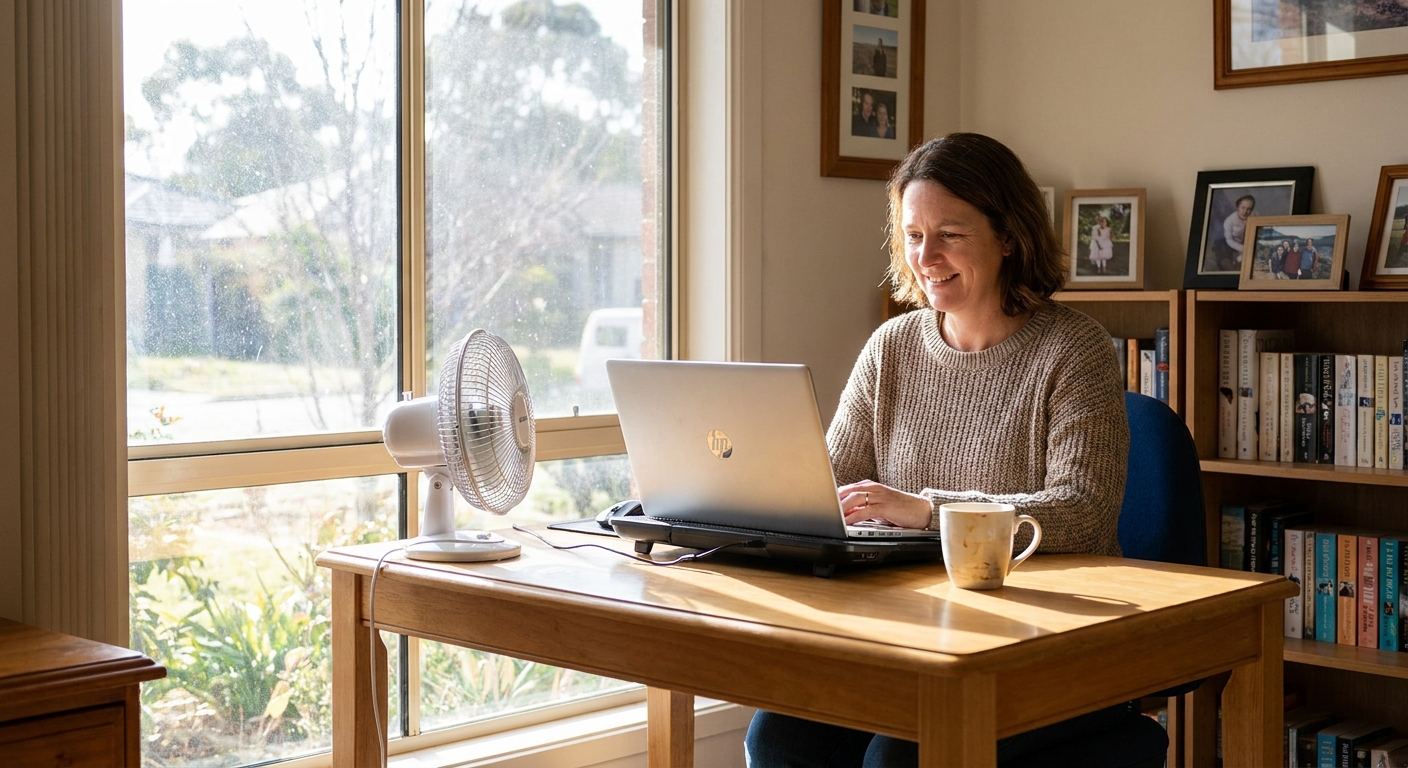 Professional computer clean-out in Hall (2618) — a happy the ACT resident at home with a spotless, fast, quiet machine