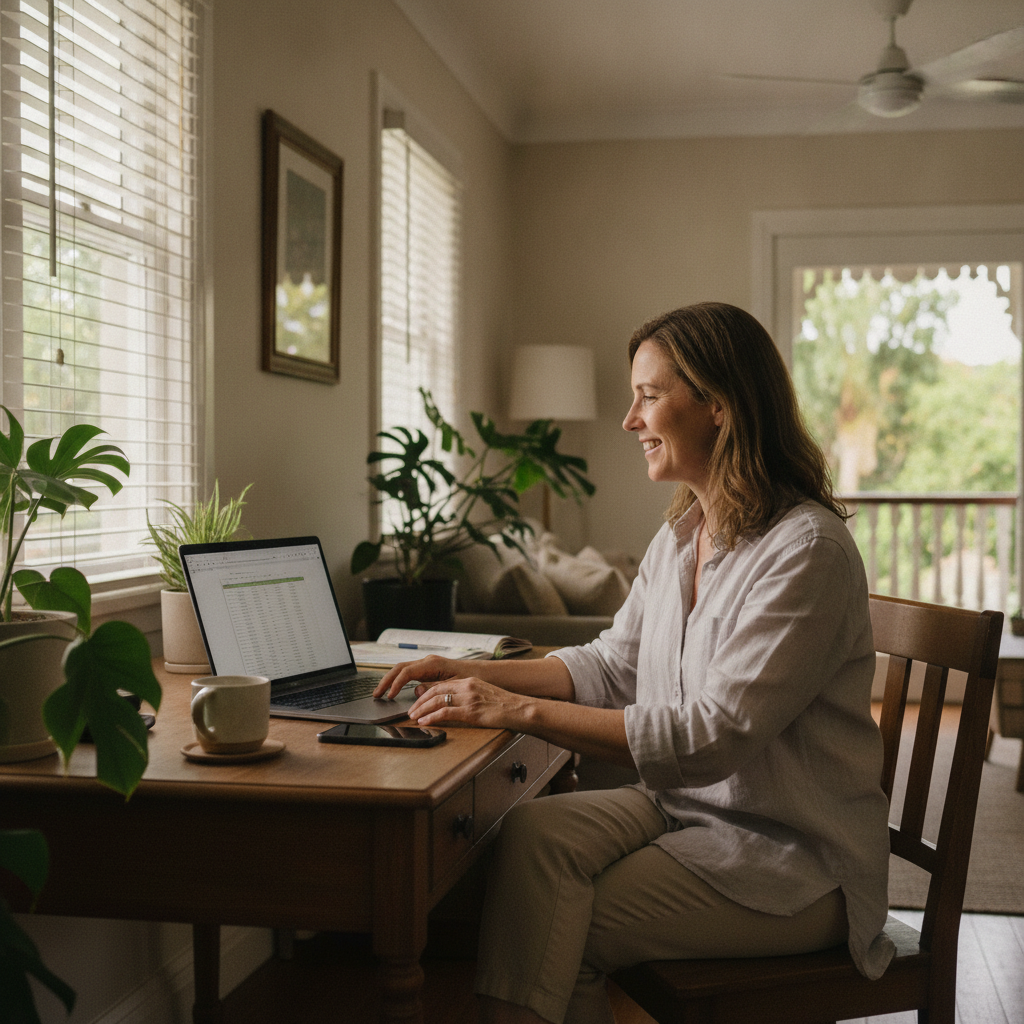Professional computer clean-out in Hamilton (4007) — a happy Queensland resident at home with a spotless, fast, quiet machine