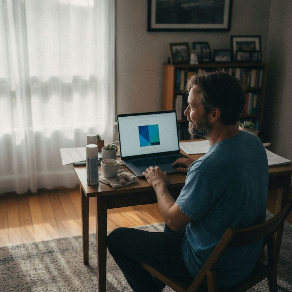 Professional computer clean-out in Hamilton North (2292) — a happy New South Wales resident at home with a spotless, fast, quiet machine