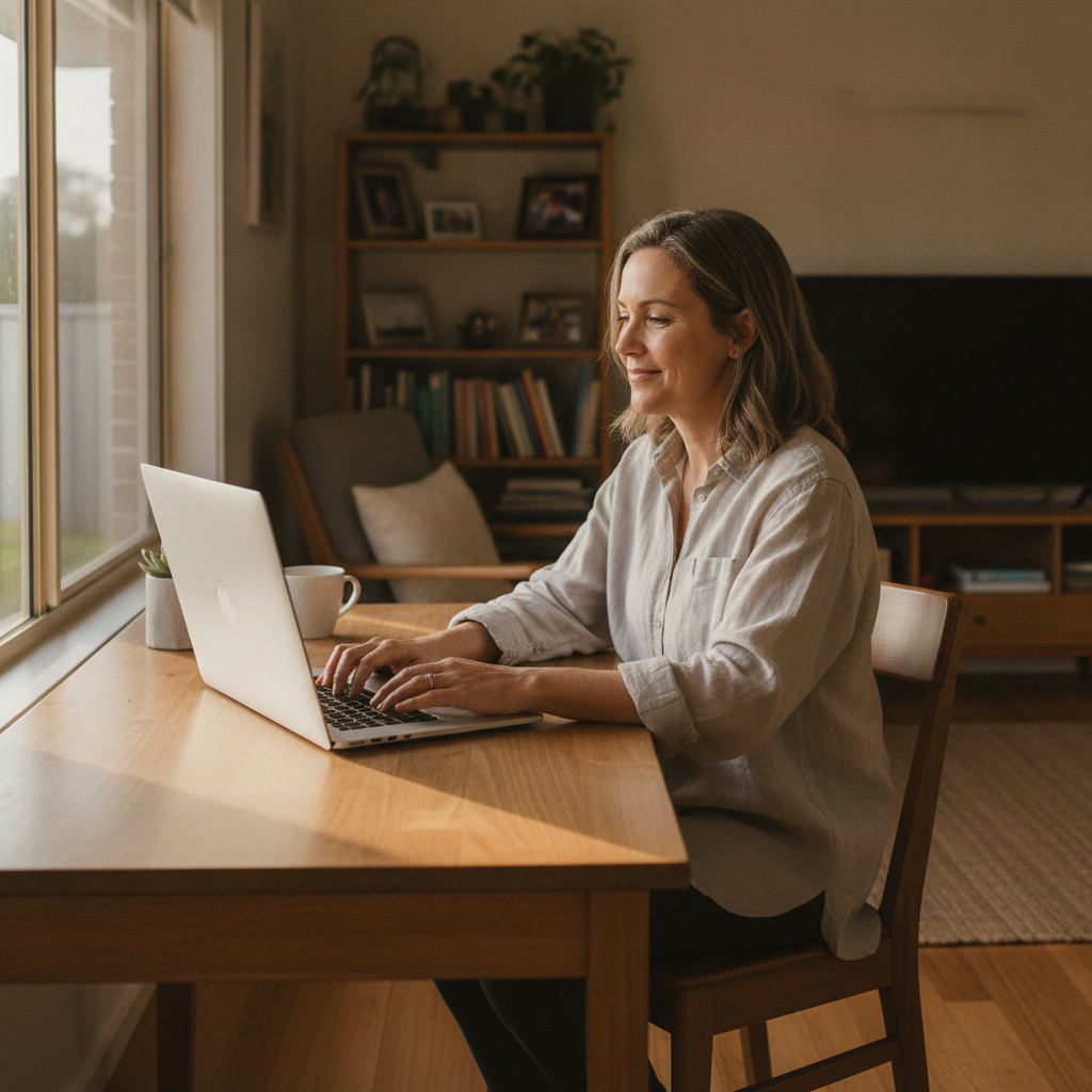 Professional computer clean-out in Hamilton Valley (2641) — a happy New South Wales resident at home with a spotless, fast, quiet machine