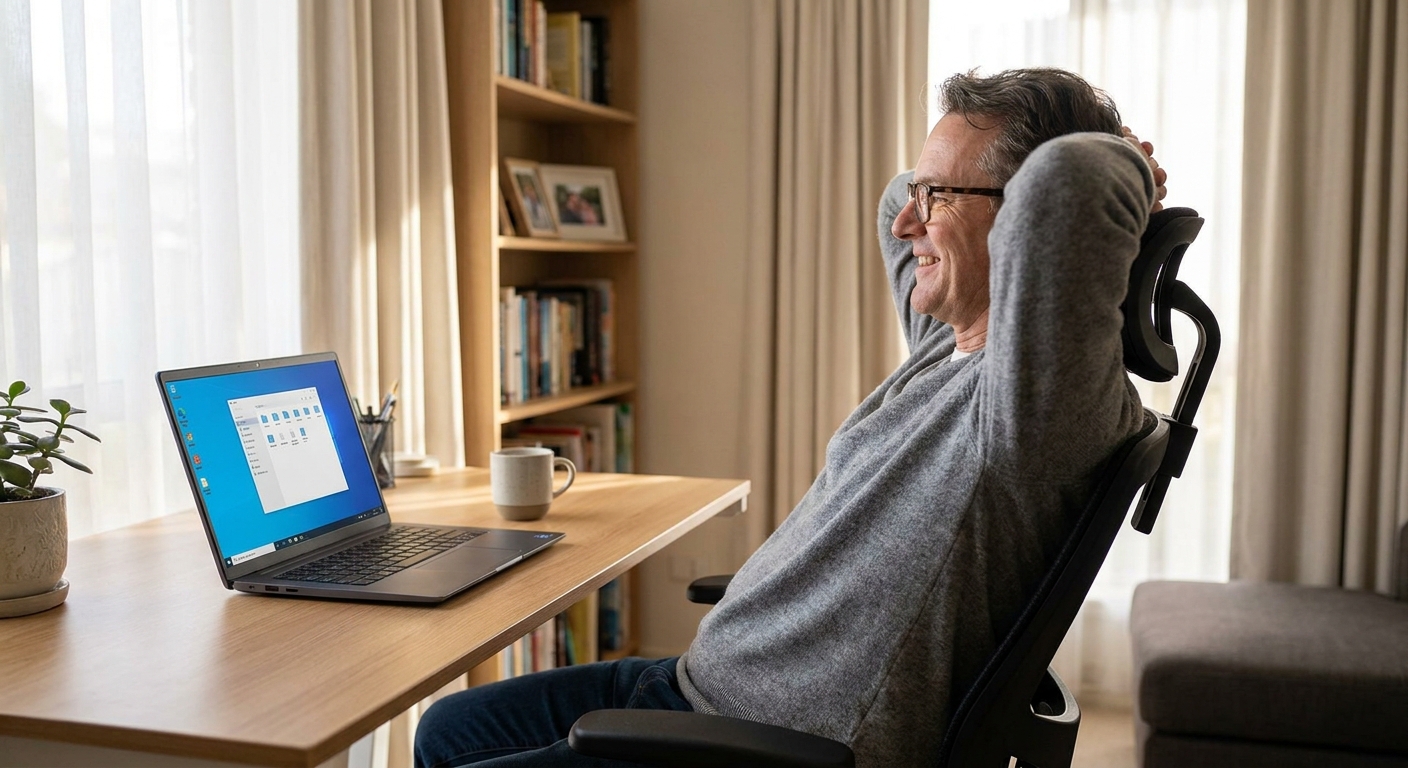 Computer cleaning in Harrison (2914) — a local resident at home with a clean, fast, dust-free computer running cool and quiet