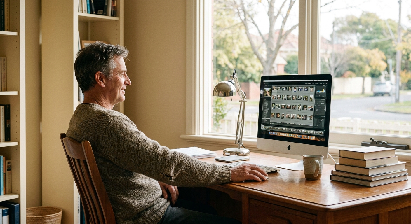 Computer cleaning in Hawthorn (3122) — a local resident at home with a clean, fast, dust-free computer running cool and quiet