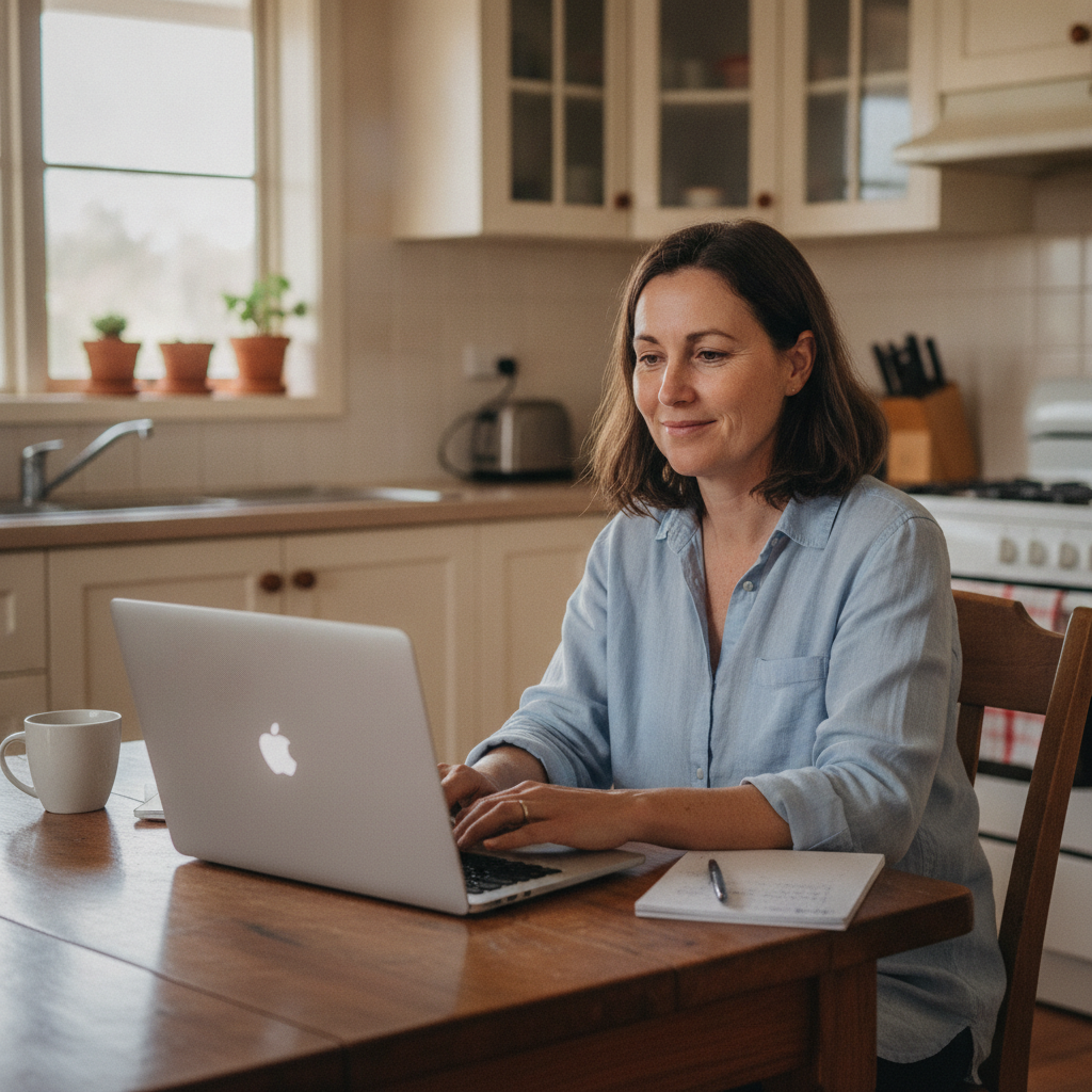 Professional computer clean-out in Hazelgrove (2787) — a happy New South Wales resident at home with a spotless, fast, quiet machine