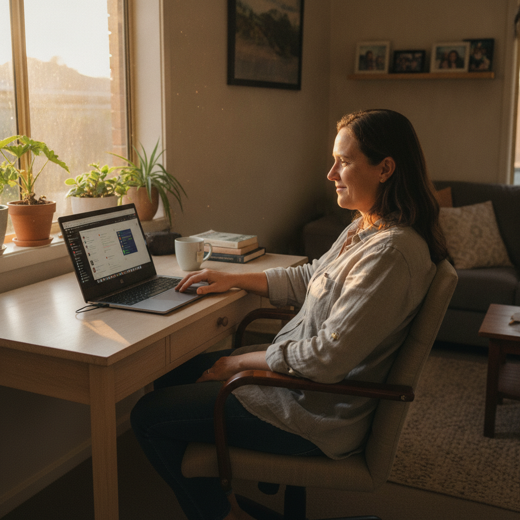 Professional computer clean-out in Heckenberg (2168) — a happy New South Wales resident at home with a spotless, fast, quiet machine