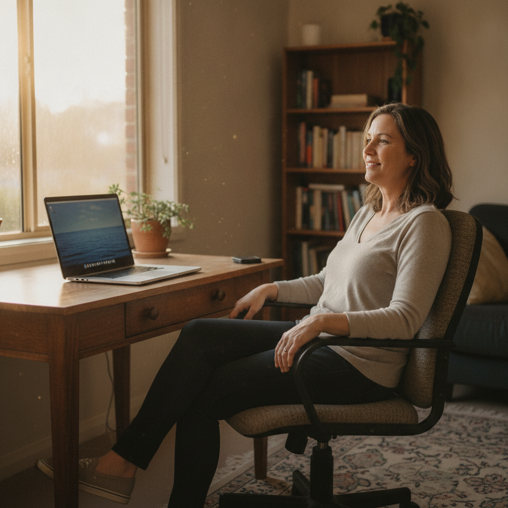 Professional computer clean-out in Hectorville (5073) — a happy South Australia resident at home with a spotless, fast, quiet machine