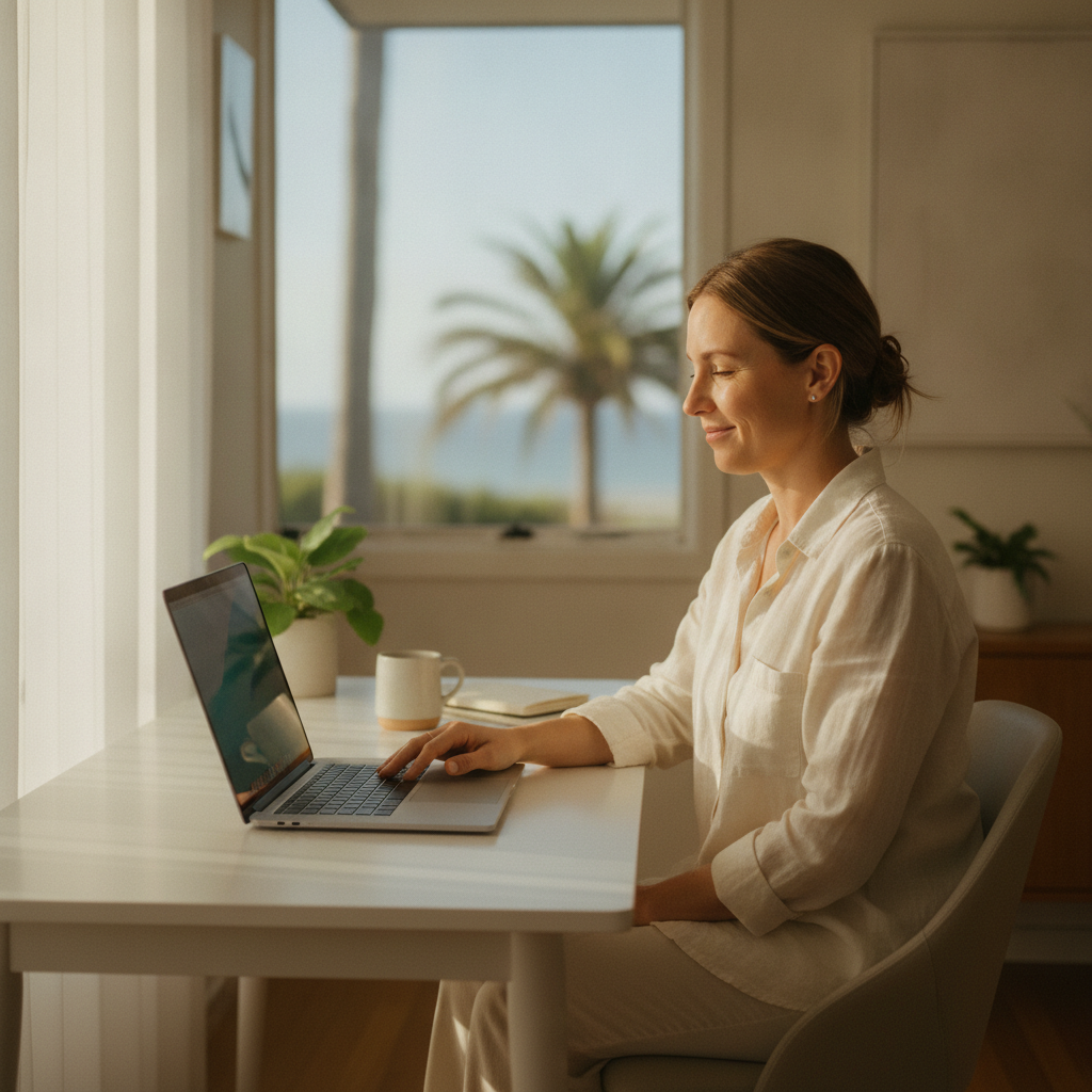 Professional computer clean-out in Henley Beach South (5022) — a happy South Australia resident at home with a spotless, fast, quiet machine