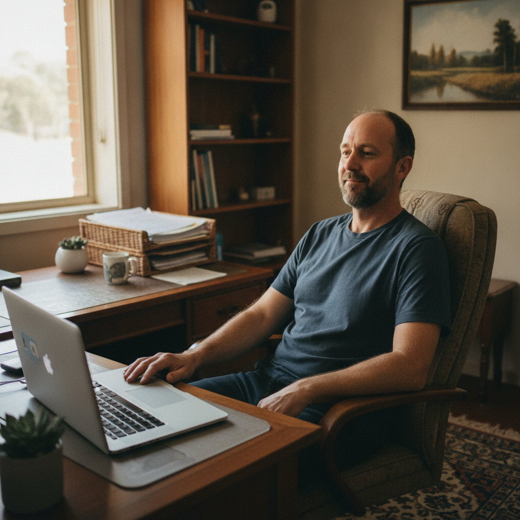Computer cleaning in Hillier (5116) — a local resident at home with a clean, fast, dust-free computer running cool and quiet
