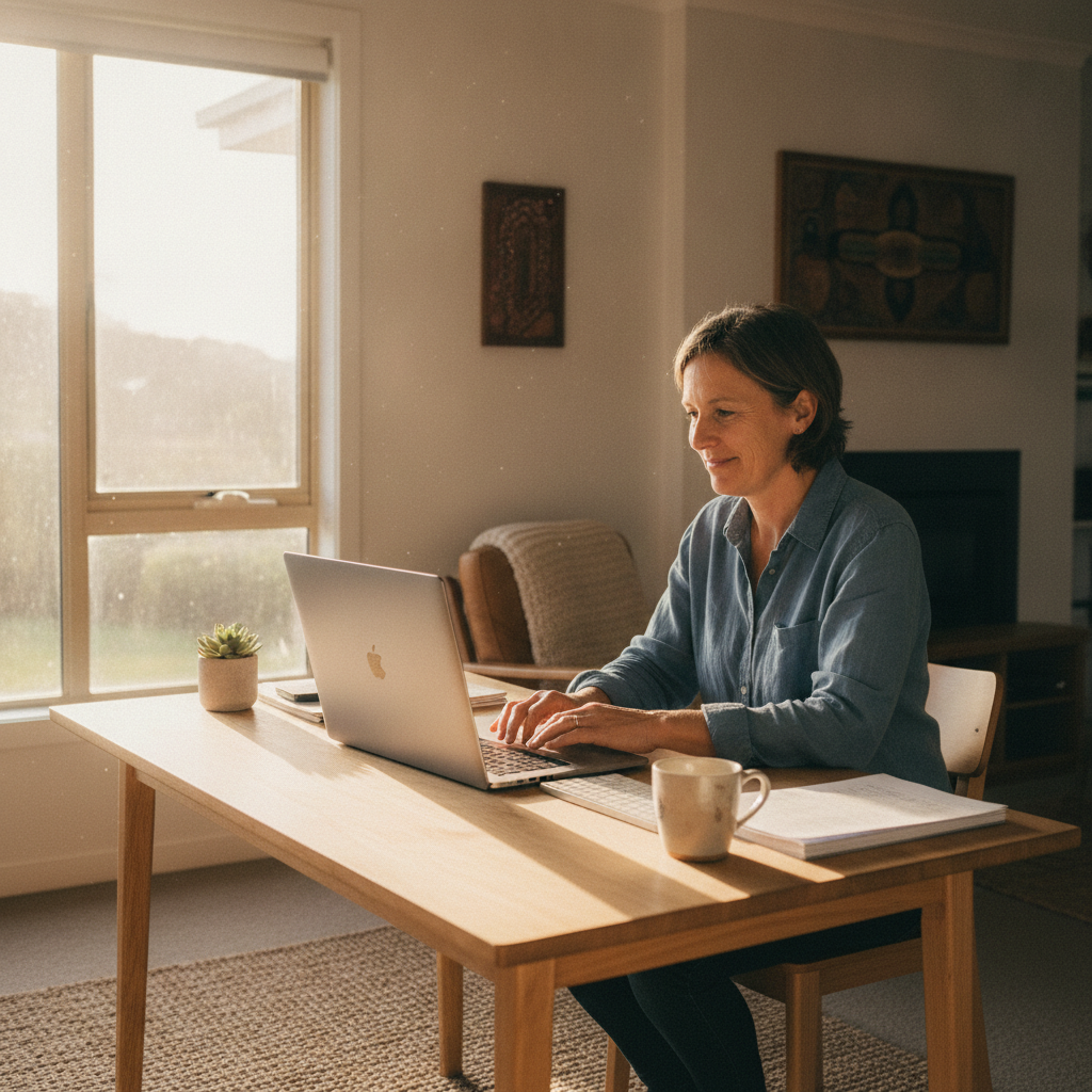 Professional computer clean-out in Hobart (7001) — a happy Tasmania resident at home with a spotless, fast, quiet machine