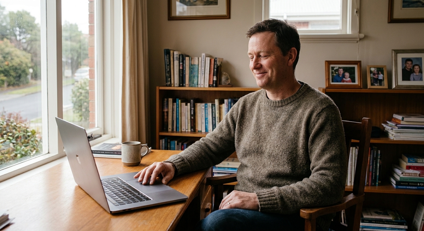 Computer cleaning in Hobart, Tasmania — a local resident at home with a clean, fast, dust-free computer running cool and quiet