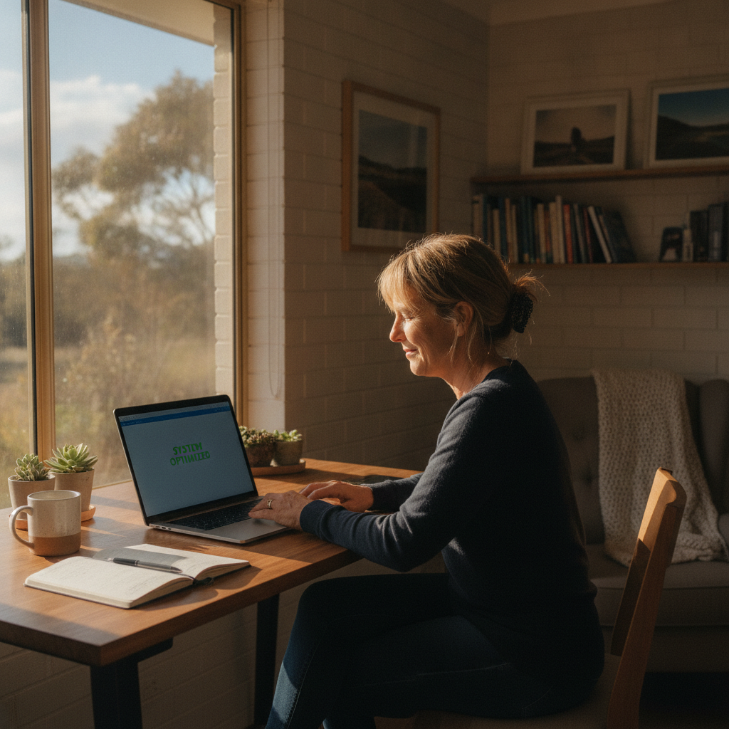 Professional computer clean-out in Holgate (2250) — a happy New South Wales resident at home with a spotless, fast, quiet machine