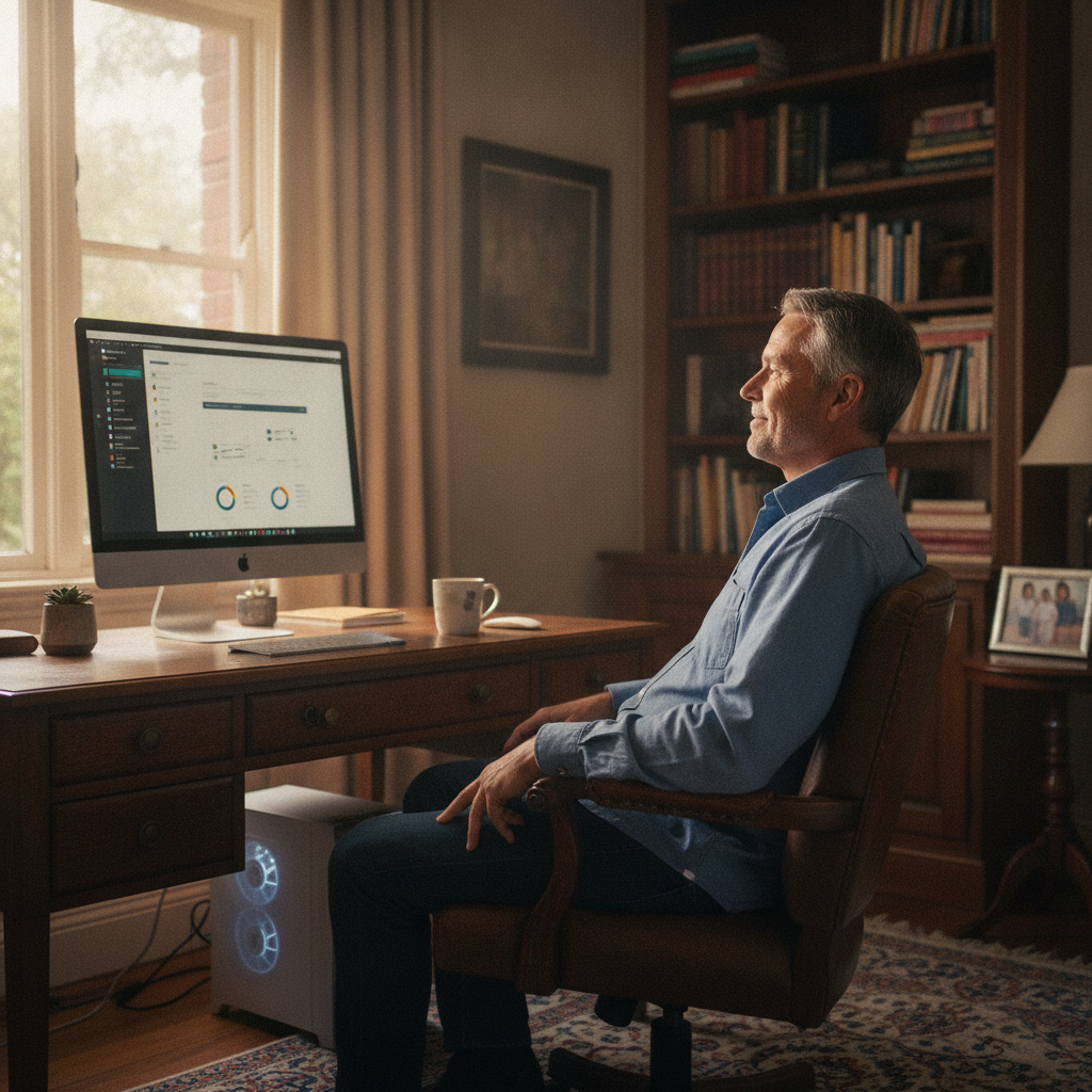 Computer cleaning in Homebush South (2140) — a local resident at home with a clean, fast, dust-free computer running cool and quiet