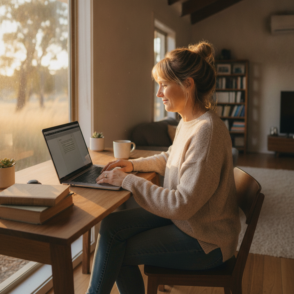 Professional computer clean-out in Humbug Scrub (5114) — a happy South Australia resident at home with a spotless, fast, quiet machine