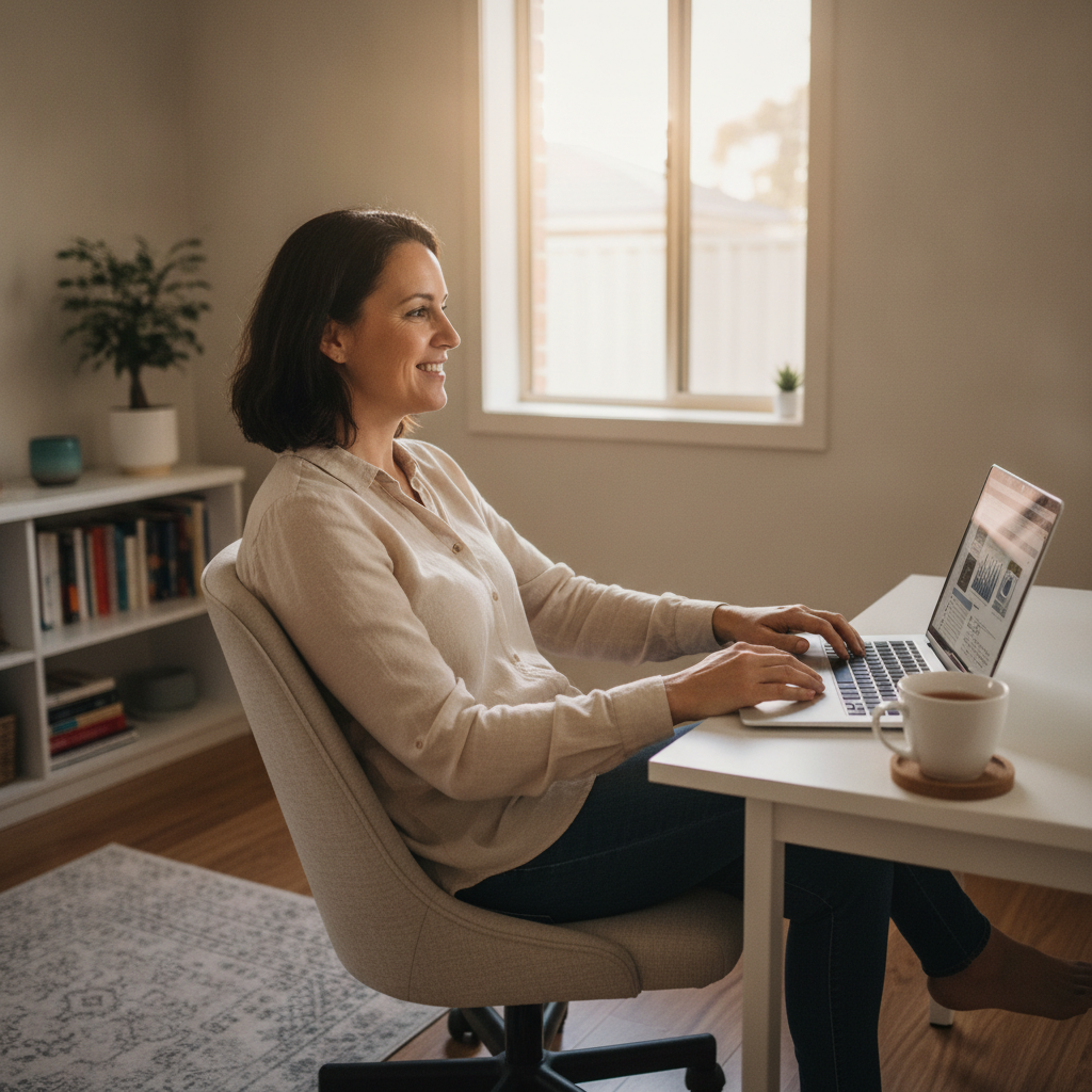 Professional computer clean-out in Huntingwood (2148) — a happy New South Wales resident at home with a spotless, fast, quiet machine