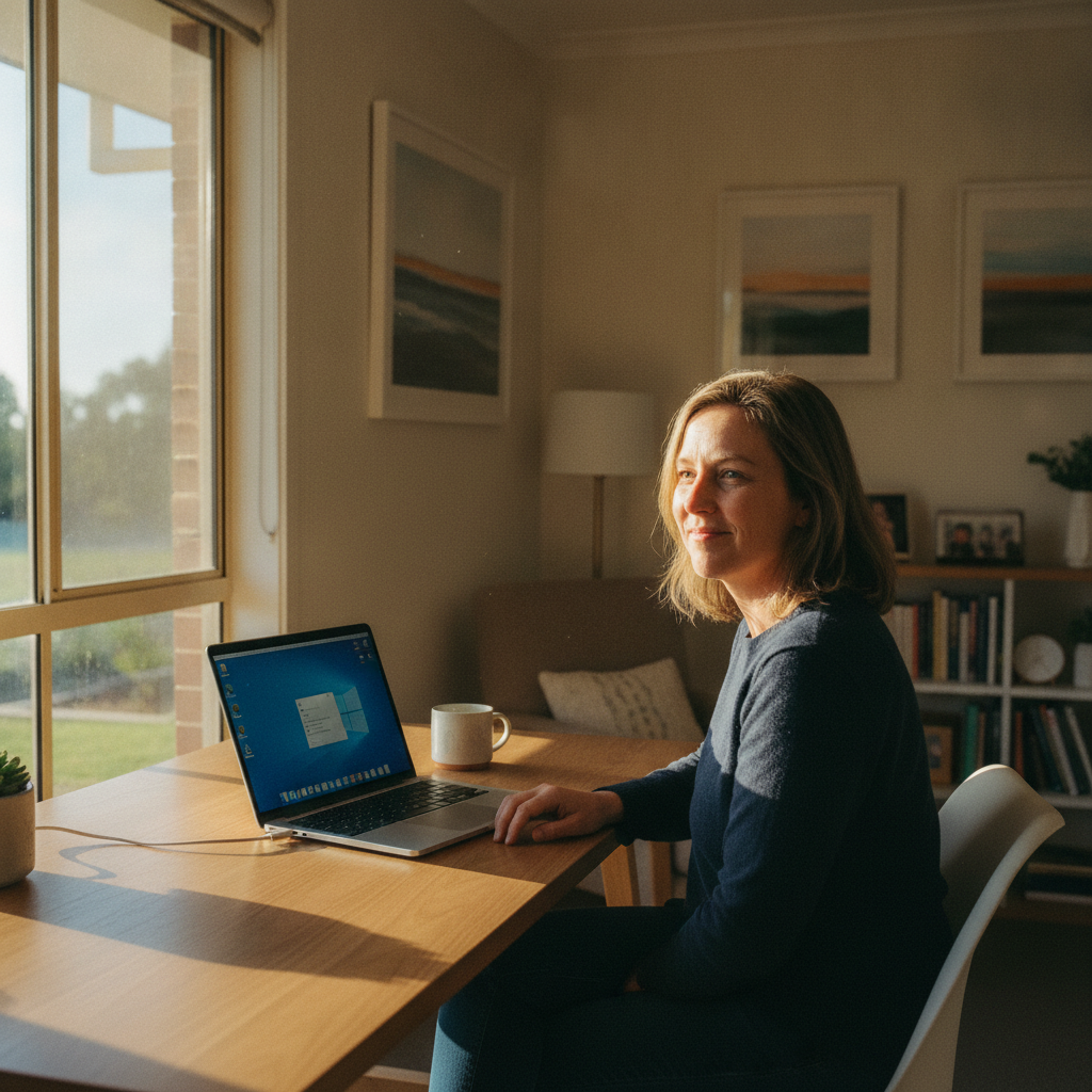Computer cleaning in Ilford (2850) — a local resident at home with a clean, fast, dust-free computer running cool and quiet