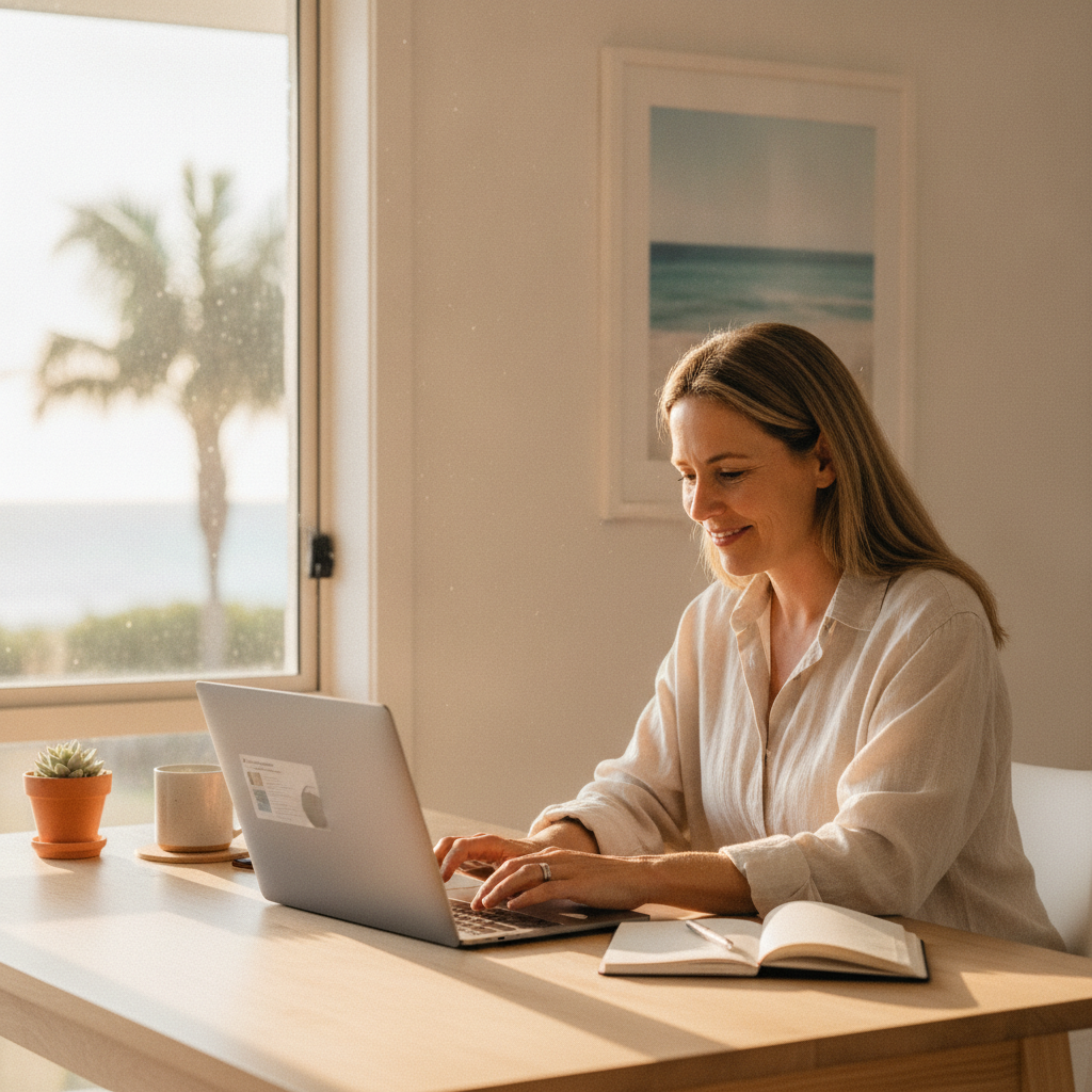 Professional computer clean-out in Iluka (6028) — a happy Western Australia resident at home with a spotless, fast, quiet machine