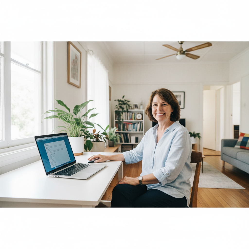 Professional computer clean-out in Inala (4077) — a happy Queensland resident at home with a spotless, fast, quiet machine