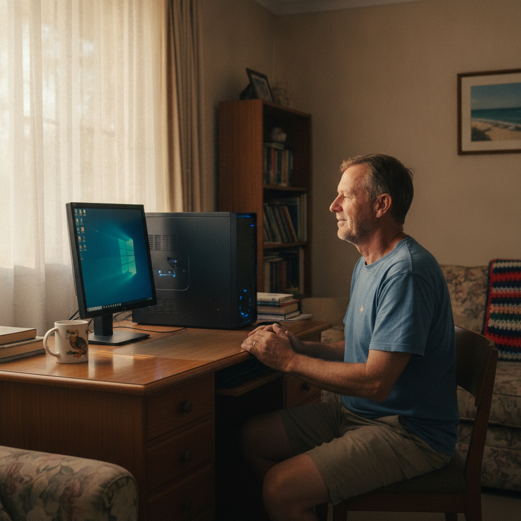 Computer cleaning in Inala East (4077) — a local resident at home with a clean, fast, dust-free computer running cool and quiet