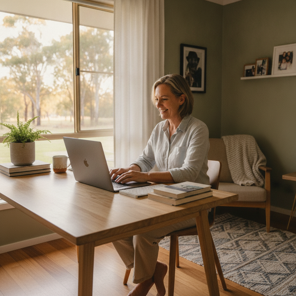 Professional computer clean-out in Invergordon (2422) — a happy New South Wales resident at home with a spotless, fast, quiet machine