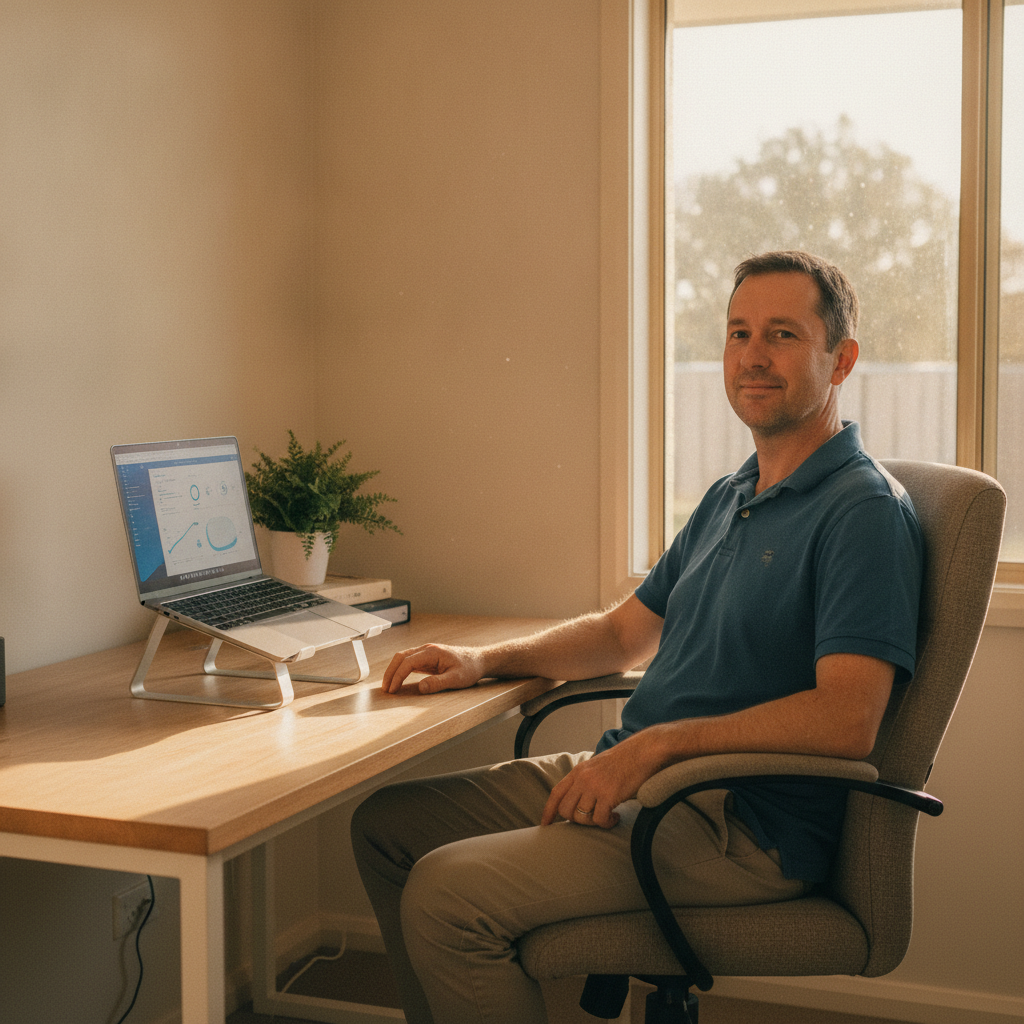 Professional computer clean-out in Jeeralang Junction (3840) — a happy Victoria resident at home with a spotless, fast, quiet machine