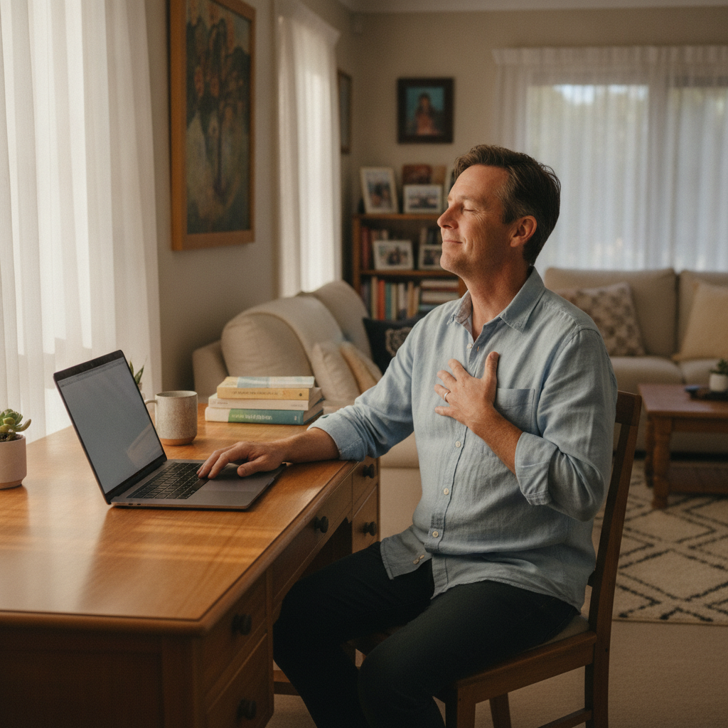 Professional computer clean-out in Jeir (2582) — a happy New South Wales resident at home with a spotless, fast, quiet machine