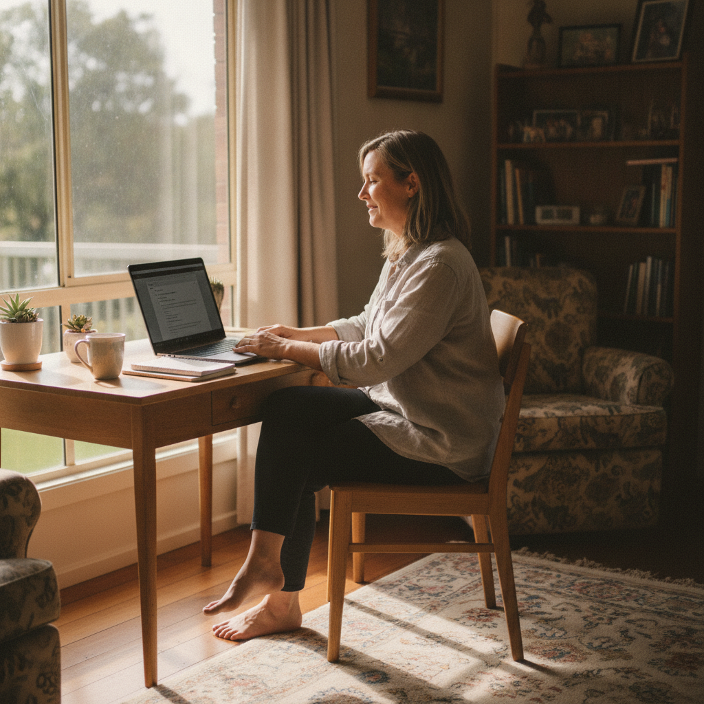 Professional computer clean-out in Jiggi (2480) — a happy New South Wales resident at home with a spotless, fast, quiet machine