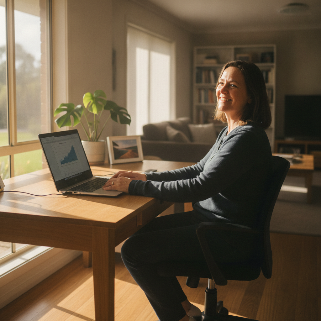 Professional computer clean-out in Junction Hill (2460) — a happy New South Wales resident at home with a spotless, fast, quiet machine