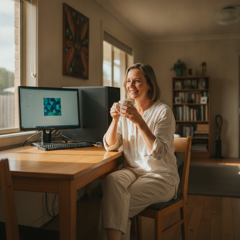 Computer cleaning in Junee (2663) — a local resident at home with a clean, fast, dust-free computer running cool and quiet