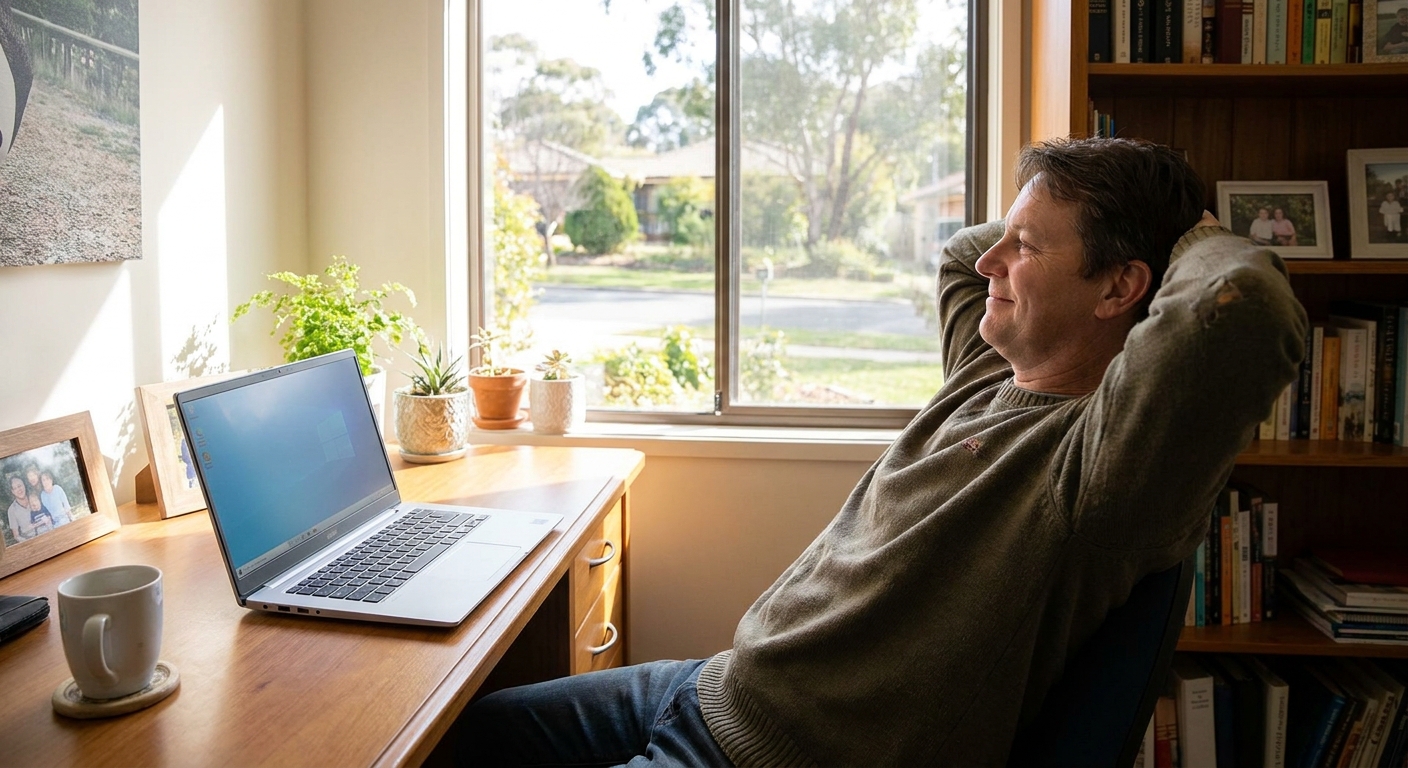 Computer cleaning in Kaleen (2617) — a local resident at home with a clean, fast, dust-free computer running cool and quiet
