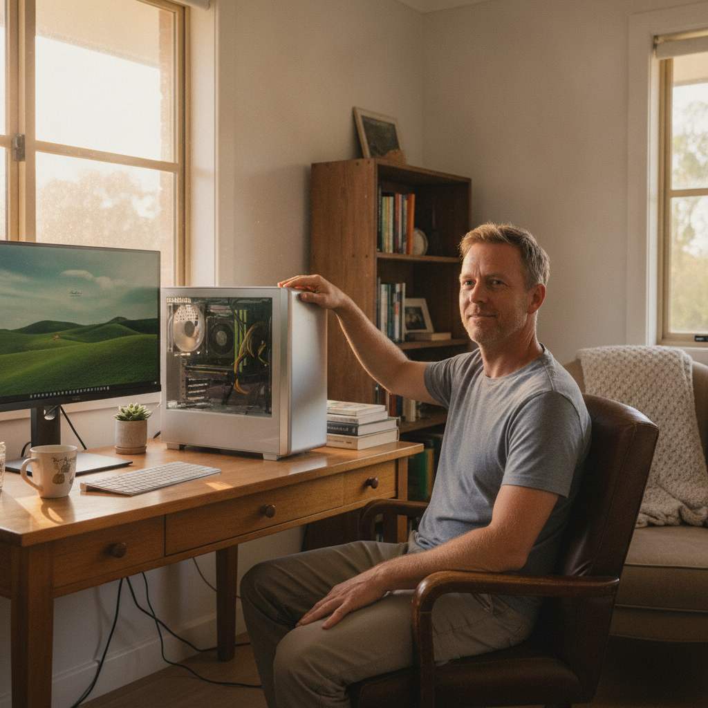 Computer cleaning in Kangarilla (5157) — a local resident at home with a clean, fast, dust-free computer running cool and quiet