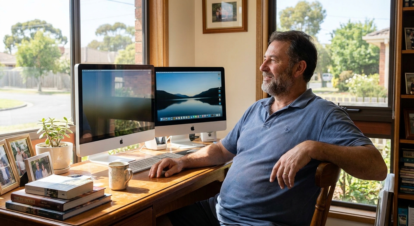 Computer cleaning in Keilor Park (3042) — a local resident at home with a clean, fast, dust-free computer running cool and quiet