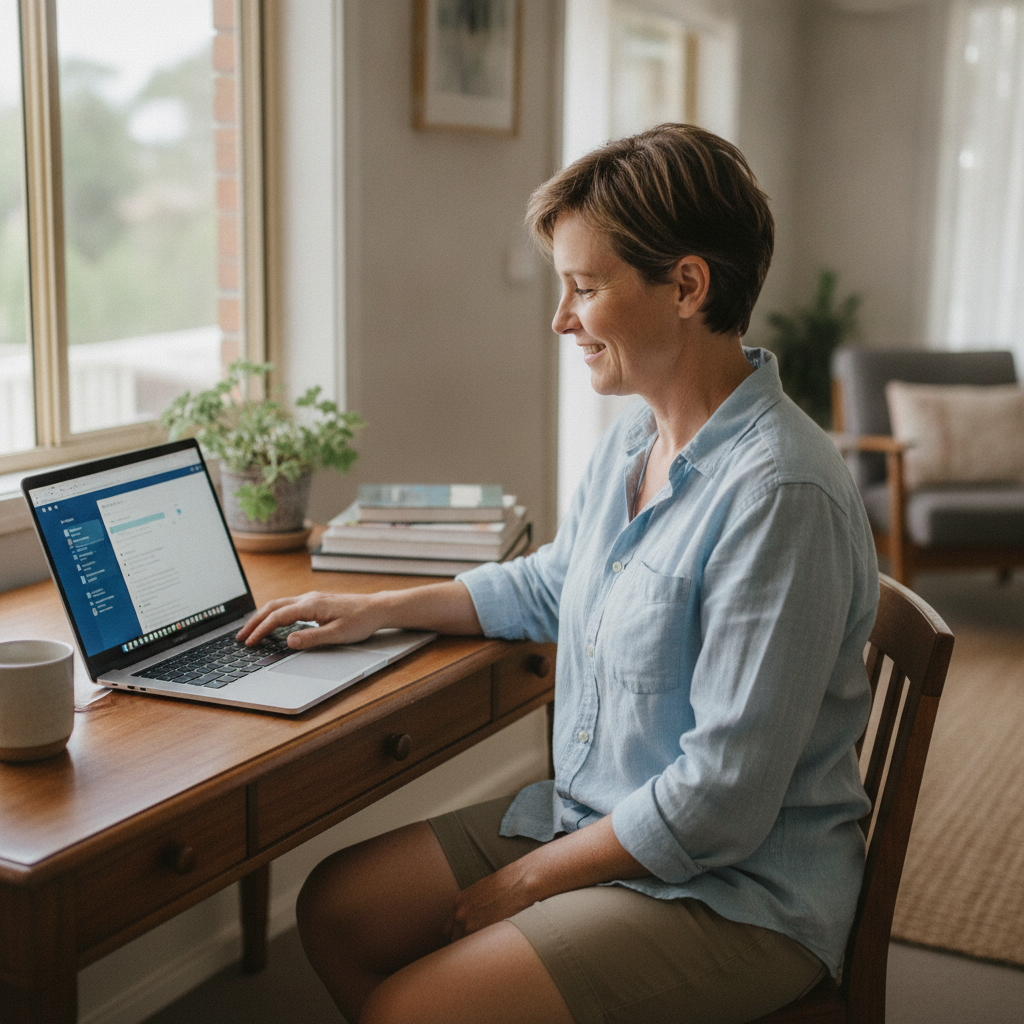 Computer cleaning in Kenmore Hills (4069) — a local resident at home with a clean, fast, dust-free computer running cool and quiet