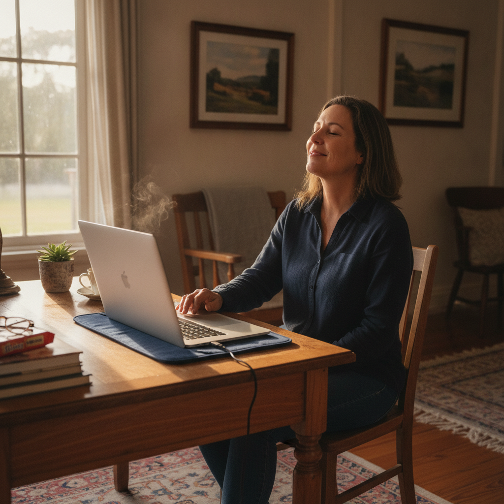 Professional computer clean-out in Kerrs Creek (2800) — a happy New South Wales resident at home with a spotless, fast, quiet machine