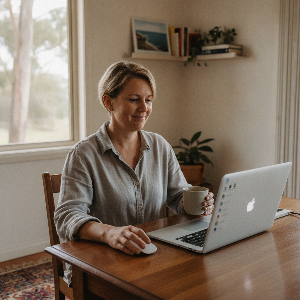 Professional computer clean-out in Killawarra (2429) — a happy New South Wales resident at home with a spotless, fast, quiet machine