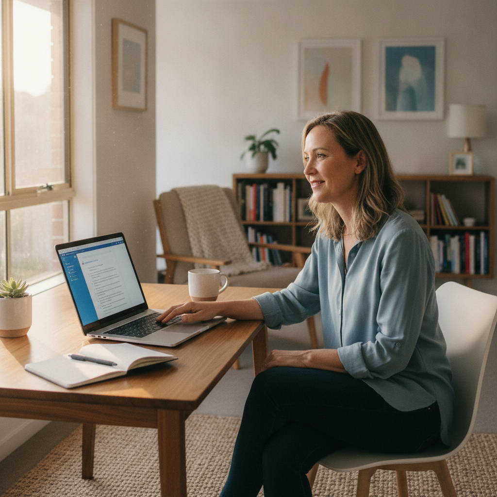 Professional computer clean-out in Kincumber (2251) — a happy New South Wales resident at home with a spotless, fast, quiet machine