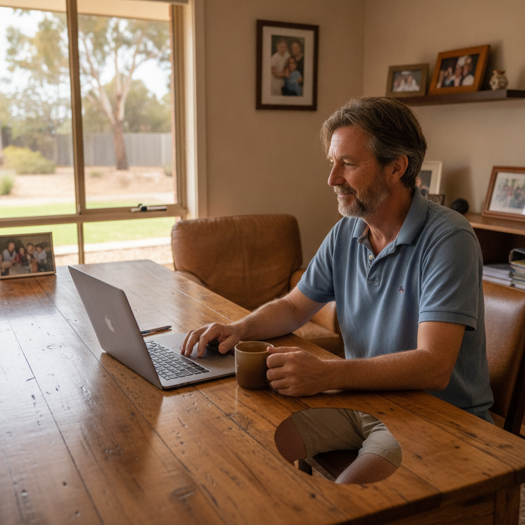 Professional computer clean-out in Kinross (6028) — a happy Western Australia resident at home with a spotless, fast, quiet machine