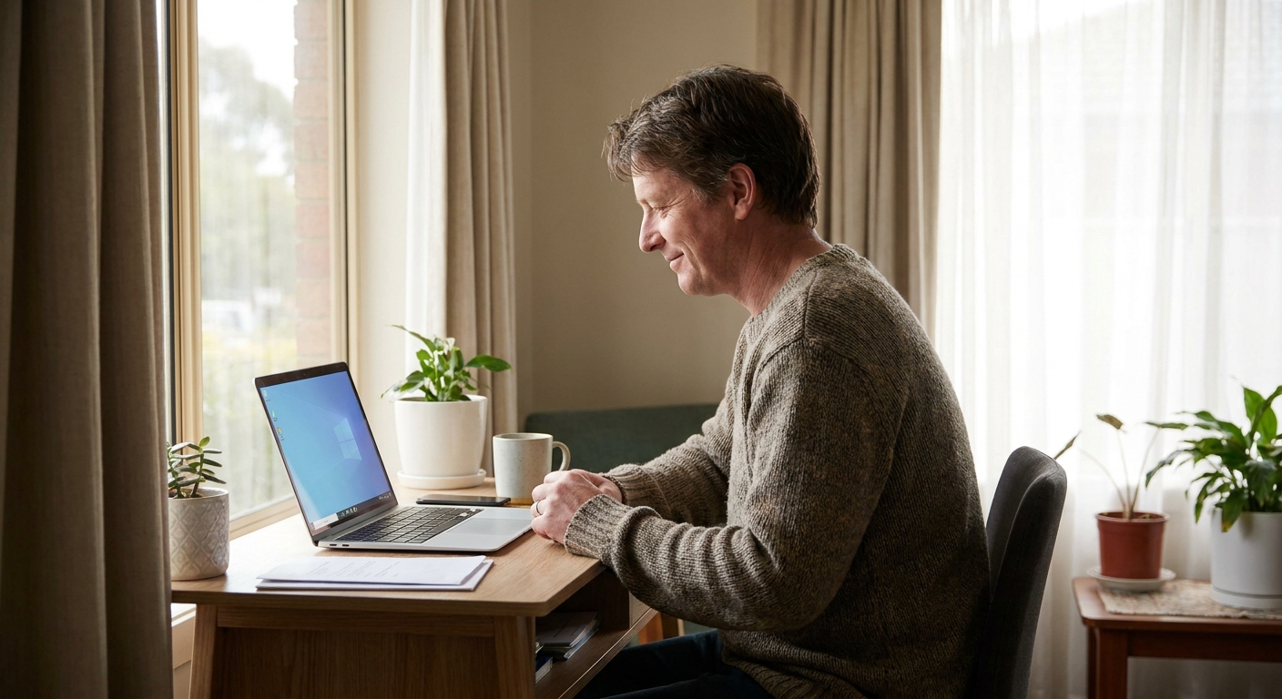 Computer cleaning in Kippax (2615) — a local resident at home with a clean, fast, dust-free computer running cool and quiet