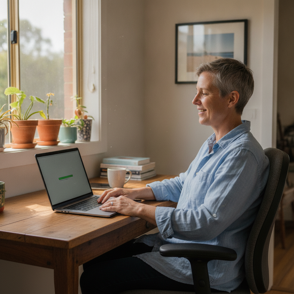 Professional computer clean-out in Kirkcaldy (5022) — a happy South Australia resident at home with a spotless, fast, quiet machine