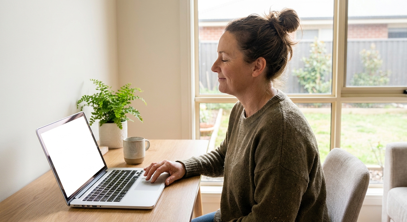 Professional computer clean-out in Koo Wee Rup (3981) — a happy Victoria resident at home with a spotless, fast, quiet machine