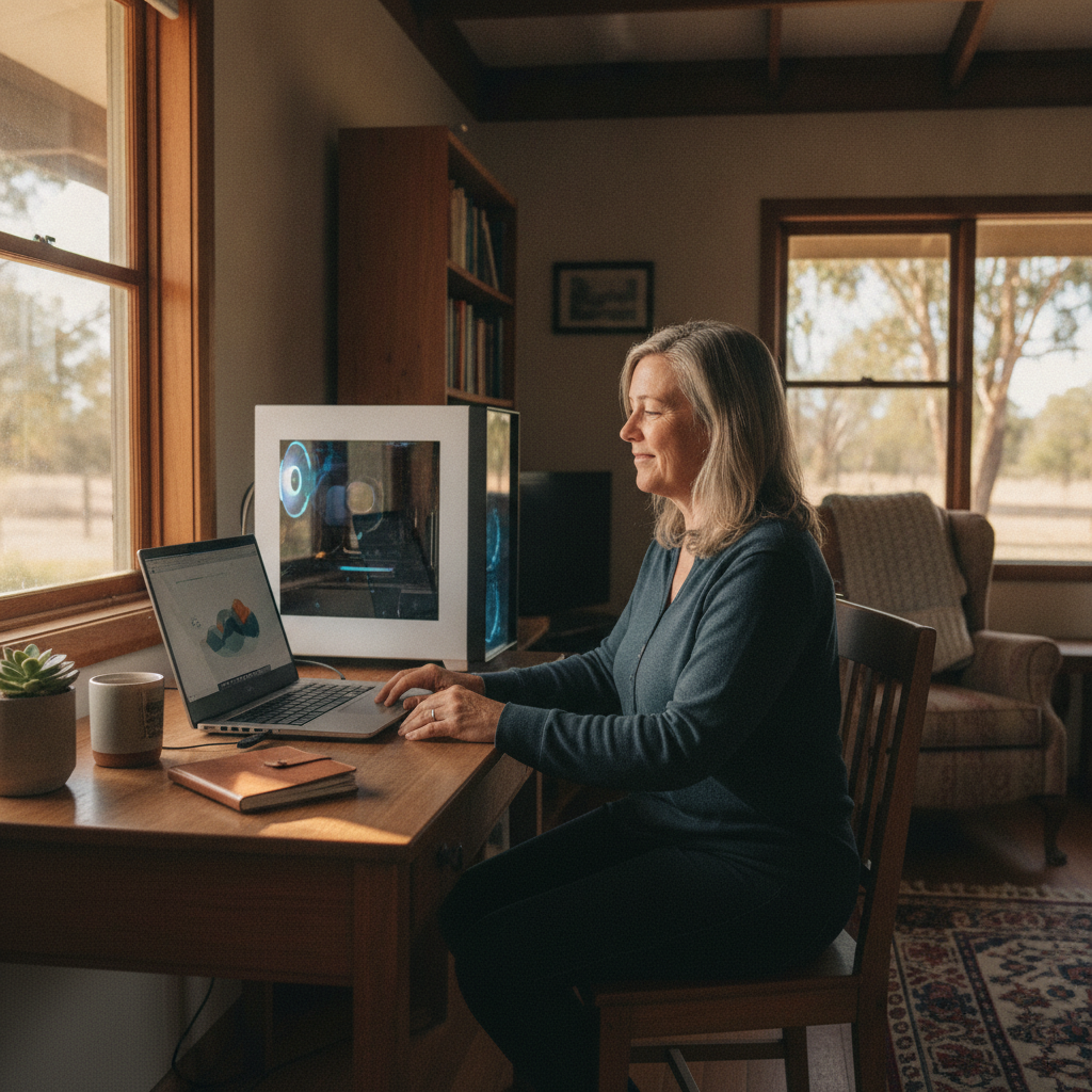 Computer cleaning in Koorawatha (2807) — a local resident at home with a clean, fast, dust-free computer running cool and quiet
