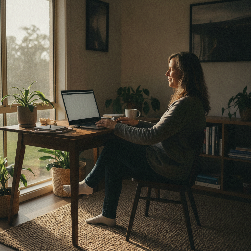 Professional computer clean-out in Krambach (2429) — a happy New South Wales resident at home with a spotless, fast, quiet machine