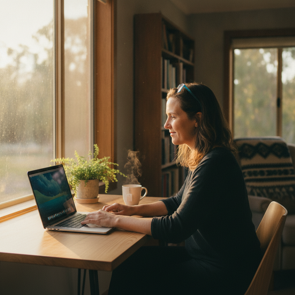 Professional computer clean-out in Kybeyan (2631) — a happy New South Wales resident at home with a spotless, fast, quiet machine
