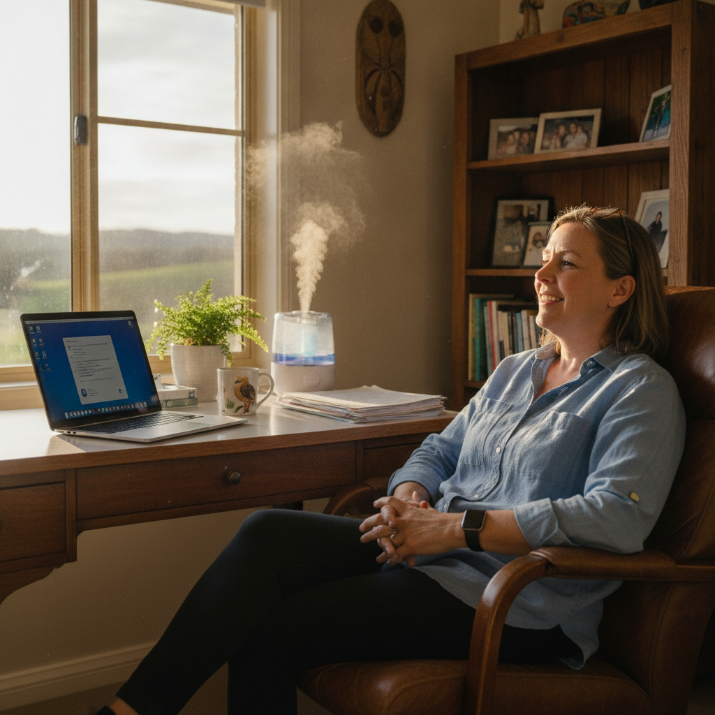 Professional computer clean-out in Laggan (2583) — a happy New South Wales resident at home with a spotless, fast, quiet machine