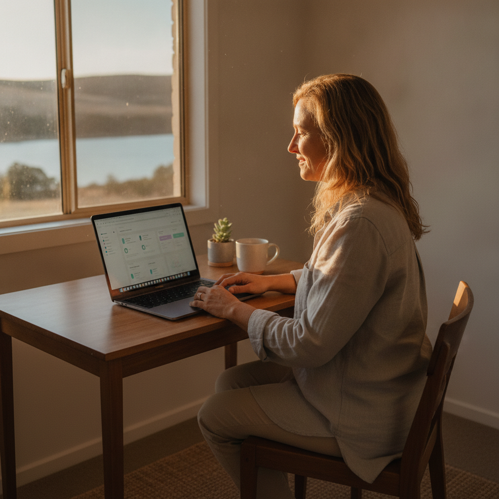 Professional computer clean-out in Lake Burrendong (2820) — a happy New South Wales resident at home with a spotless, fast, quiet machine
