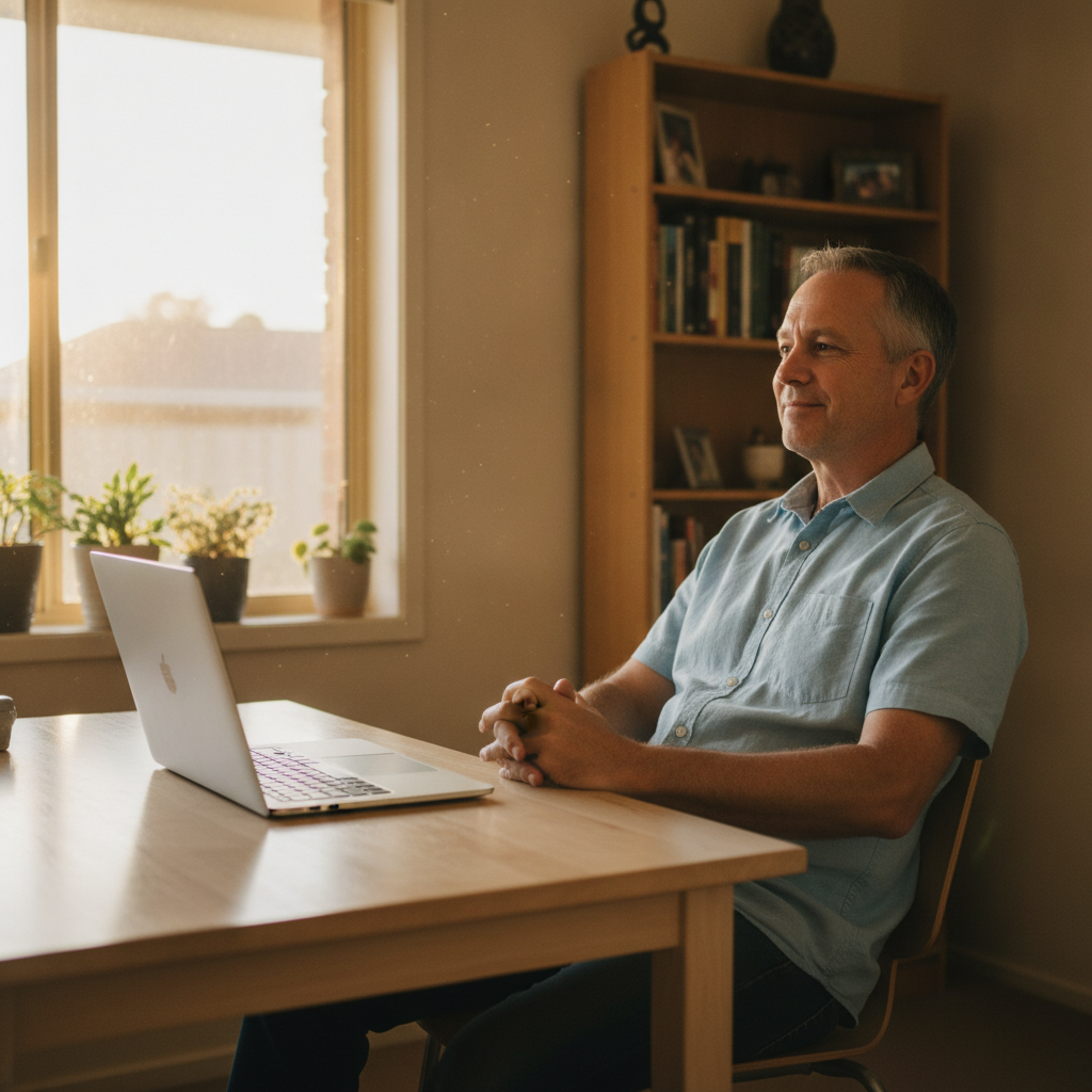 Professional computer clean-out in Langford (6147) — a happy Western Australia resident at home with a spotless, fast, quiet machine