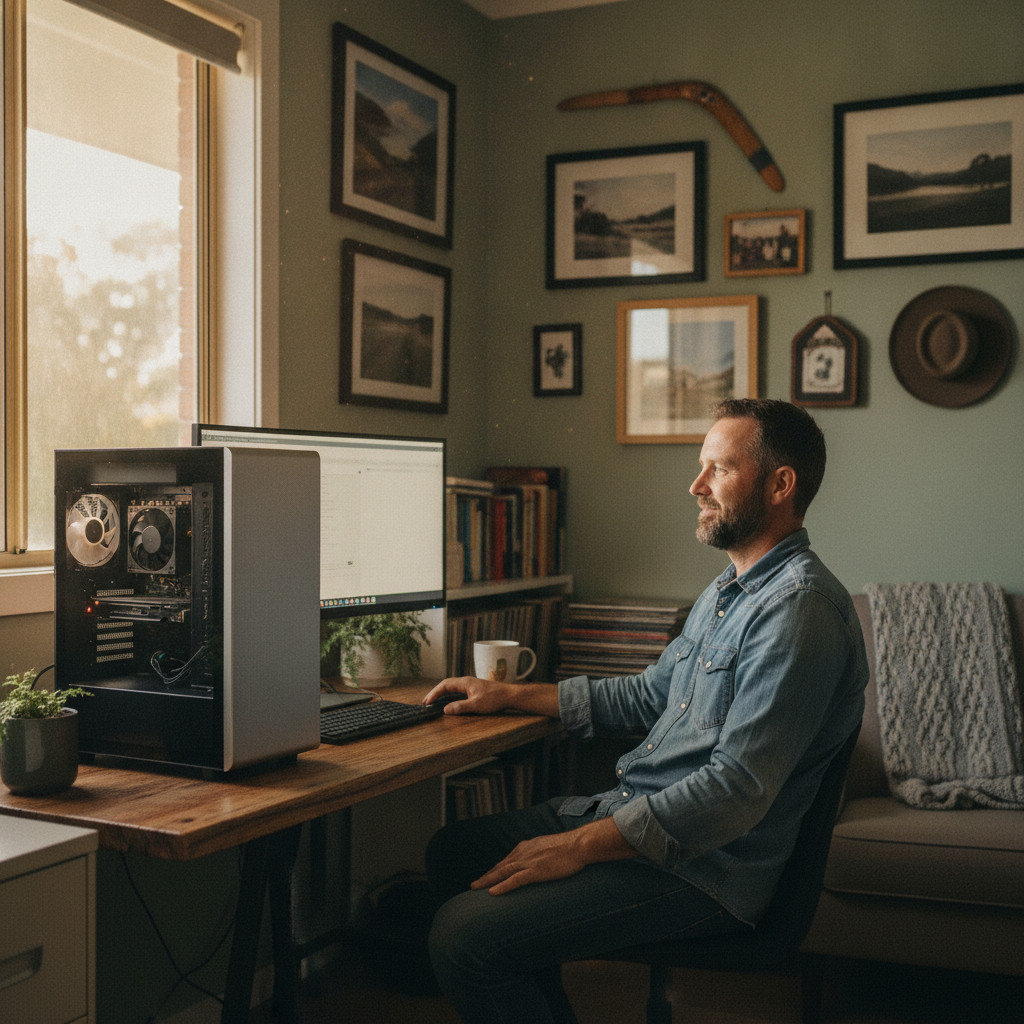 Computer cleaning in Langley Vale (2426) — a local resident at home with a clean, fast, dust-free computer running cool and quiet