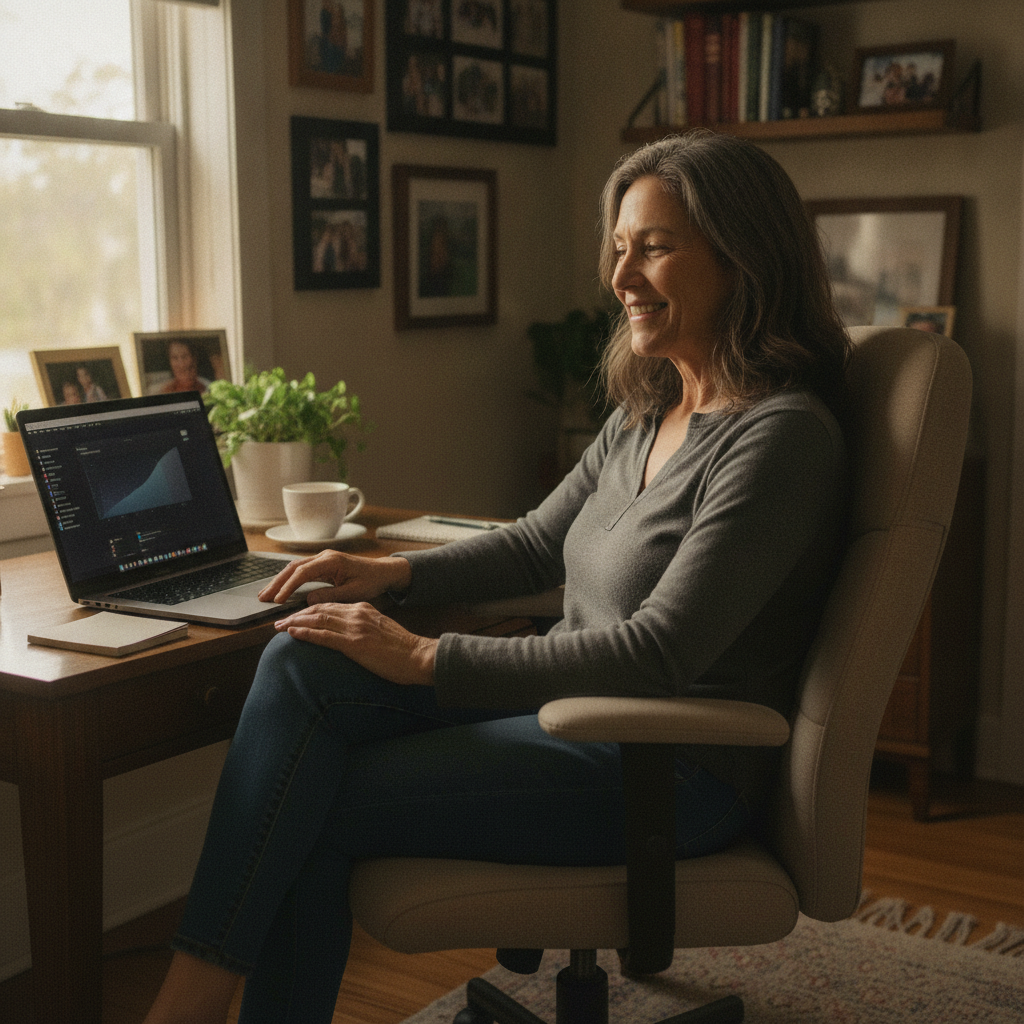 Professional computer clean-out in Langwarrin (3910) — a happy Victoria resident at home with a spotless, fast, quiet machine