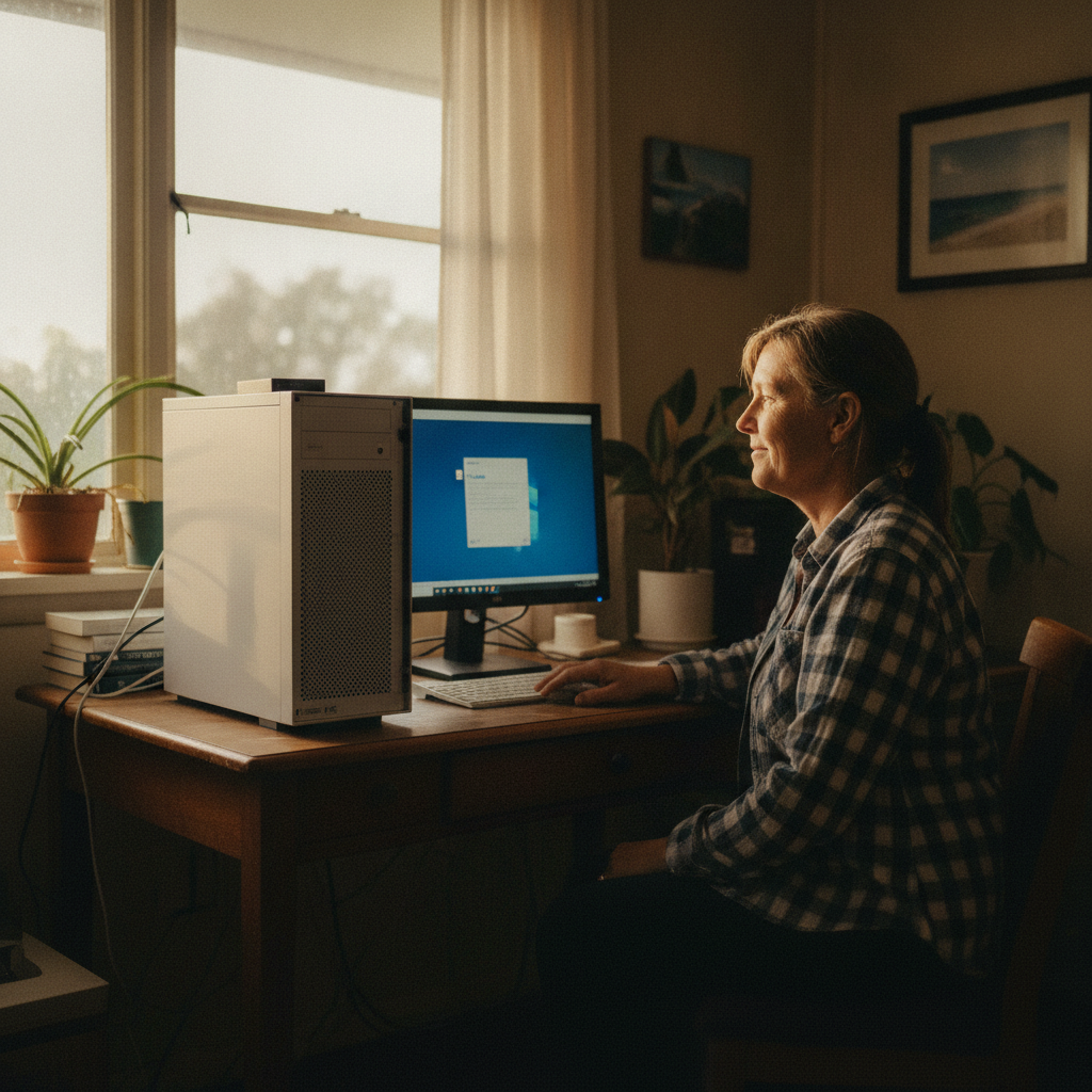 Computer cleaning in Laverstock (2582) — a local resident at home with a clean, fast, dust-free computer running cool and quiet